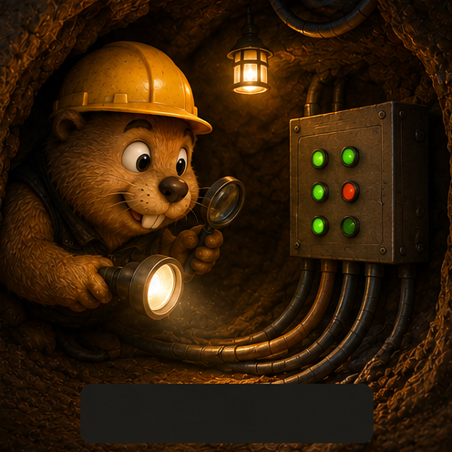 Gopher inspecting underground connection status