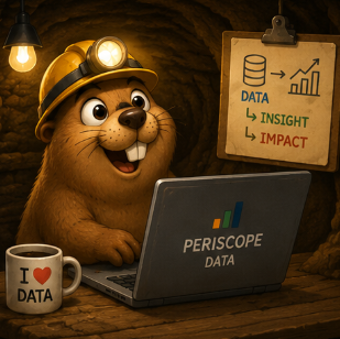 Gopher in an underground office using a laptop for Swift Data Digger